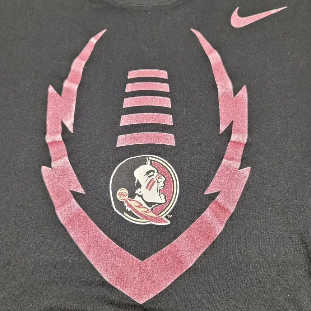 Nike Shirt Womens Medium Black‎ Florida State Football NCAA Logo Dri-Fit Swoosh